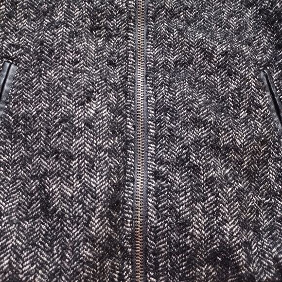 Vans Route 99 Black Herringbone Wool Blend Varsity Bomber‎ Zip Jacket XS - Picture 2 of 6